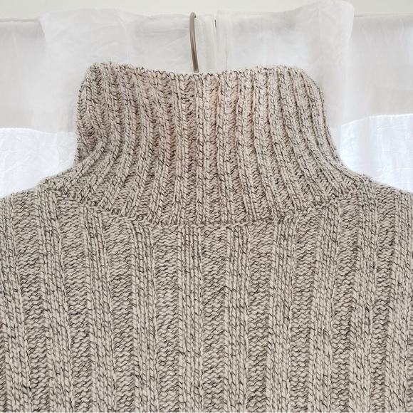 DEREK LAM 10 CROSBY CREAM BEIGE WOOL BLEND RIBBED TURTLENECK SWEATER - Picture 6 of 10